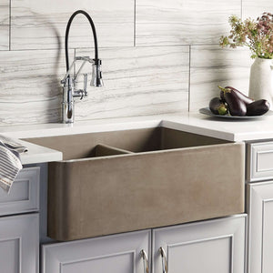 Alternate Image for Native Trails Farmhouse Double Bowl 33" NativeStone Concrete Farmhouse Sink, 60/40 Double Bowl, Earth, NSKD3321-E