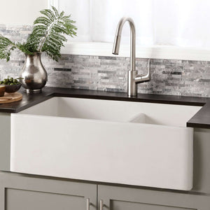 Alternate Image for Native Trails Farmhouse Double Bowl 33" NativeStone Concrete Farmhouse Sink, 60/40 Double Bowl, Pearl, NSKD3321-P