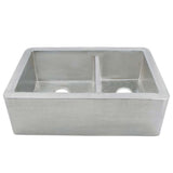 Native Trails Farmhouse Duet 33" Nickel Farmhouse Sink, 60/40 Double Bowl, Brushed Nickel, CPK576