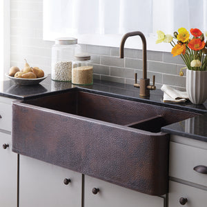 Alternate Image for Native Trails Farmhouse Duet Pro 40" Copper Farmhouse Sink, 70/30 Double Bowl, Antique Copper, CPK274