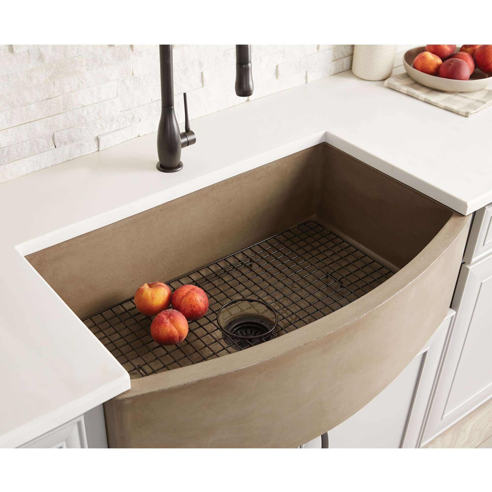 Native Trails Farmhouse Quartet 33" NativeStone Concrete Farmhouse Sink, Earth, NSKQ3320-E