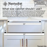 Nantucket Sinks Vineyard 33" Fireclay Farmhouse Sink, White, FCFS3320S-W-Waves - The Sink Boutique