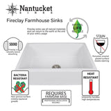 Nantucket Sinks Vineyard 33" Fireclay Farmhouse Sink, Matte Black, FCFS3320S-MB-Waves - The Sink Boutique