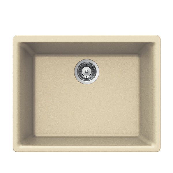 Houzer 24" Composite Granite Undermount Single Bowl Kitchen Sink, Biscuit, G-100U SAND