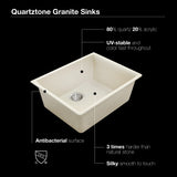 Houzer Quartztone 18" Undermount Granite Kitchen Sink, Taupe, G-100U Taupe