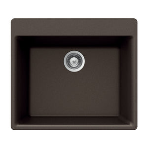 Alternate Image for Houzer 24" Composite Granite Topmount Single Bowl Kitchen Sink, Brown, G-100 MOCHA