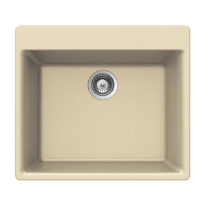 Alternate Image for Houzer 24" Composite Granite Topmount Single Bowl Kitchen Sink, Biscuit, G-100 SAND