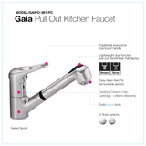 Houzer Gaia Pull Out Kitchen Faucet with CeraDox Technology Polished Chrome, GAIPO-361-PC - The Sink Boutique
