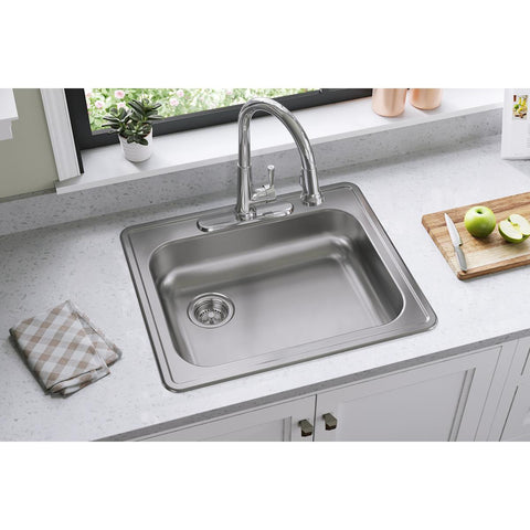 Elkay Dayton 25" Stainless Steel Kitchen Sink, Satin, GE12521L3