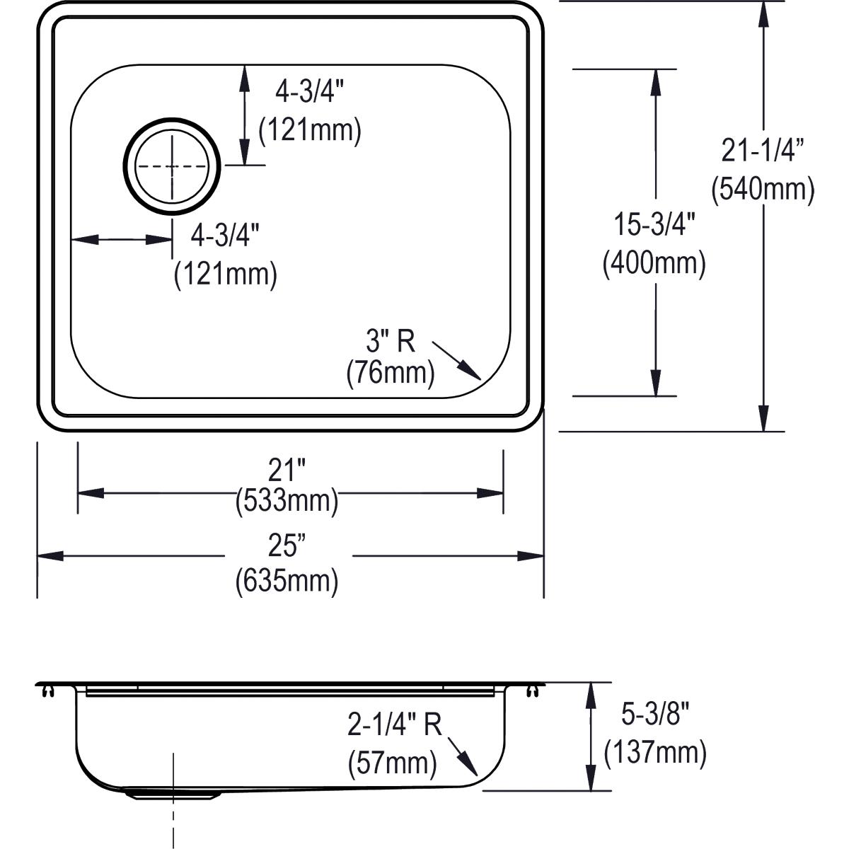 Elkay Dayton 25" Stainless Steel Kitchen Sink, Satin, GE12521L3 - The Sink Boutique