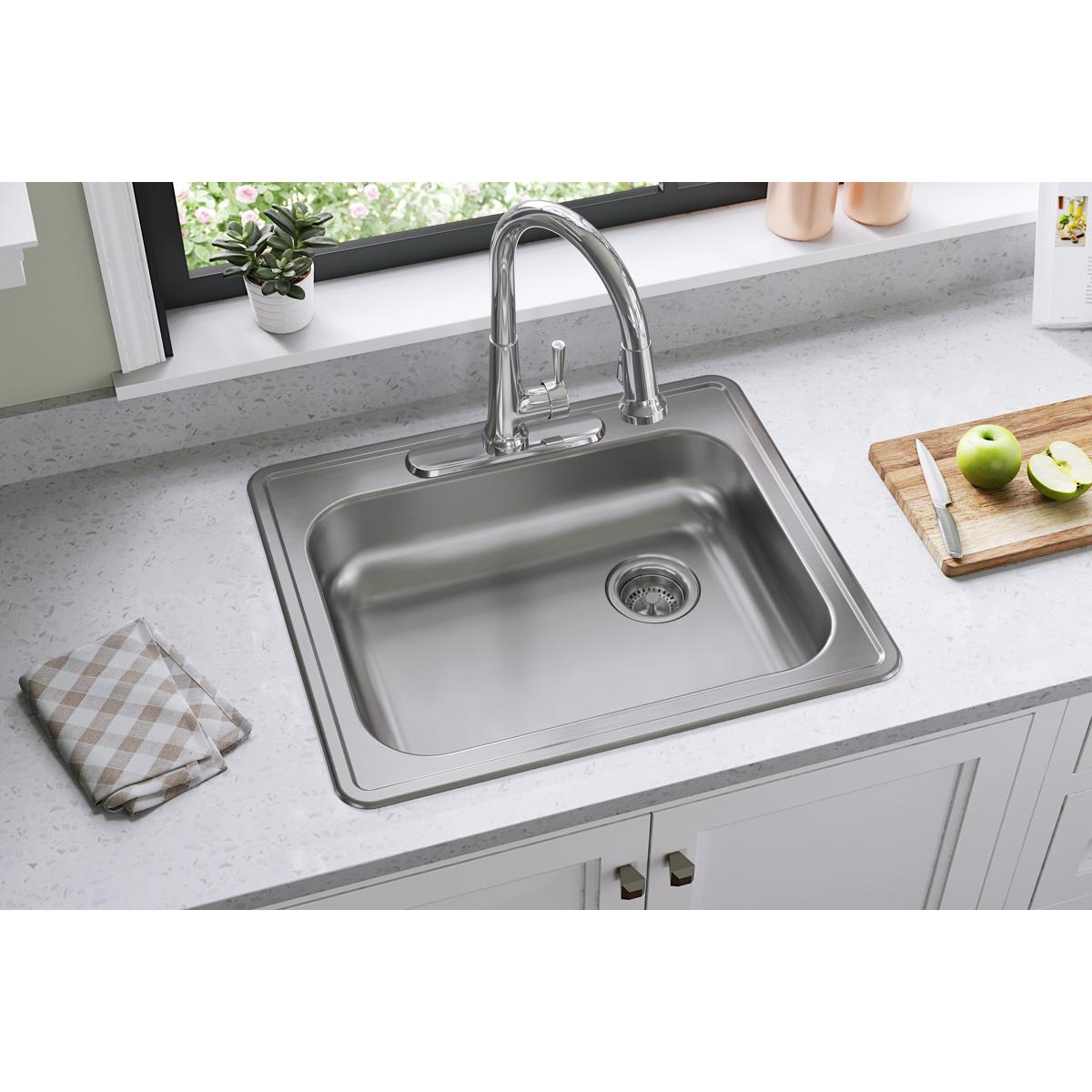 Elkay Dayton 25" Stainless Steel Kitchen Sink, Satin, GE12521R3