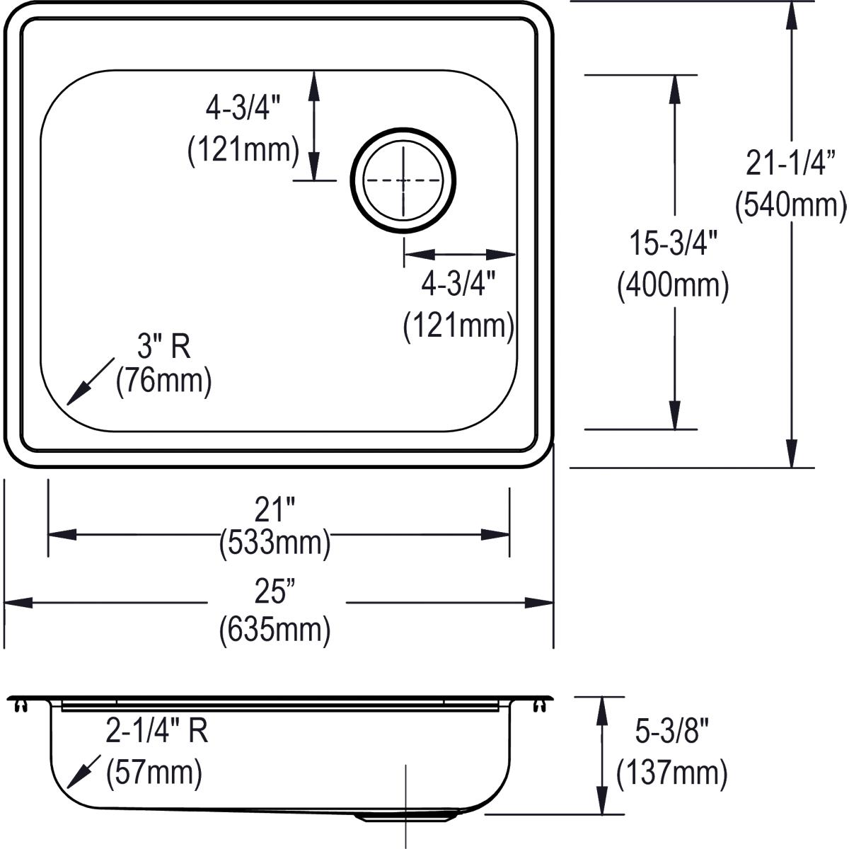 Elkay Dayton 25" Stainless Steel Kitchen Sink, Satin, GE12521R4 - The Sink Boutique