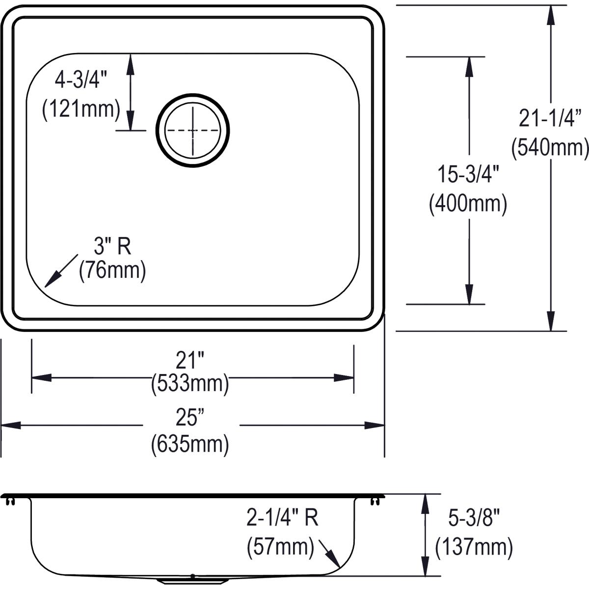 Elkay Dayton 25" Stainless Steel Kitchen Sink, Satin, GE125211 - The Sink Boutique