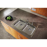 Elkay Dayton 33" Stainless Steel Kitchen Sink, 50/50 Double Bowl, Satin, GE233214 - The Sink Boutique