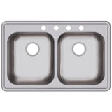 Elkay Dayton 33" Stainless Steel Kitchen Sink, 50/50 Double Bowl, Satin, GE233214
