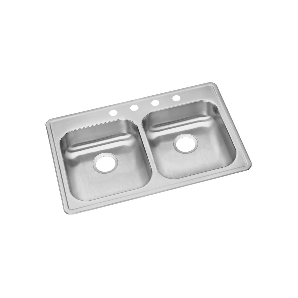 Elkay Dayton 33" Stainless Steel Kitchen Sink, 50/50 Double Bowl, Satin, GE233213 - The Sink Boutique
