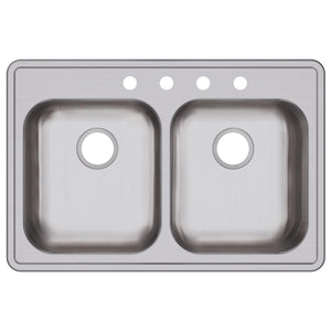 Alternate Image for Elkay Dayton 33" Stainless Steel Kitchen Sink, 50/50 Double Bowl, Satin, 4 Faucet Hole, GE233224