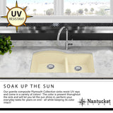 Nantucket Sinks Plymouth 34" Undermount Granite Composite Workstation Kitchen Sink with Accessories, White, PR3419-W-UM