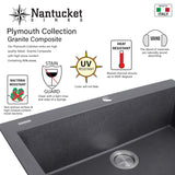 Nantucket Sinks Plymouth 33" Granite Composite Kitchen Sink, 60/40 Double Bowl, Truffle, PR6040-TR-UM - The Sink Boutique