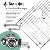 Nantucket Sinks Sconset 30" Undermount 304 Stainless Steel Kitchen Sink with Accessories, NS3018-10-16