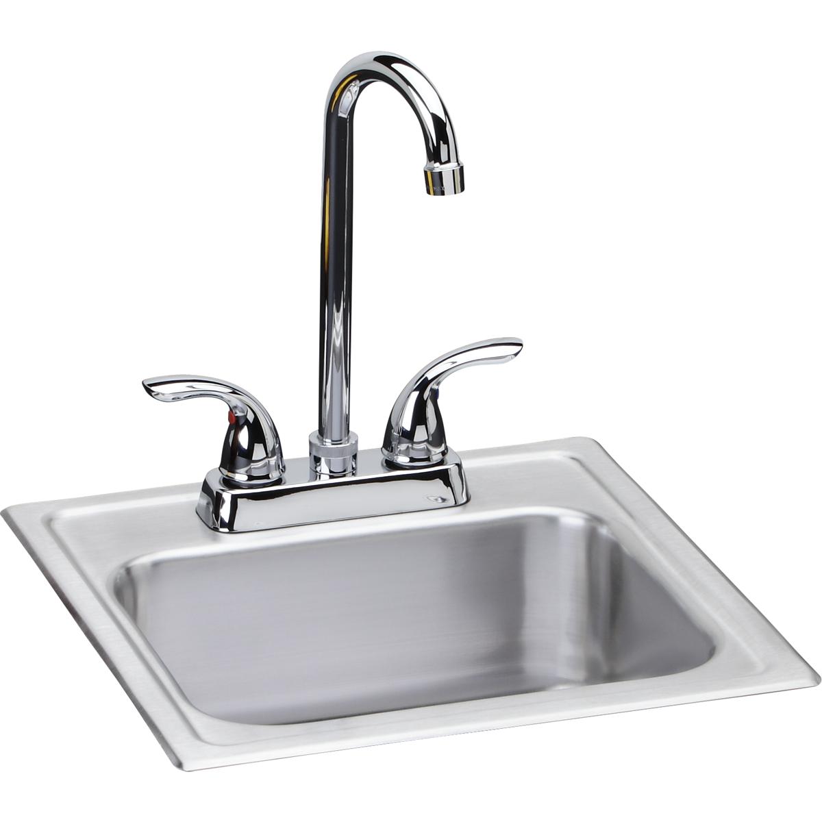 Elkay Dayton 15" Stainless Steel Bar Sink Kit, Elite Satin, DSEP1515C - The Sink Boutique