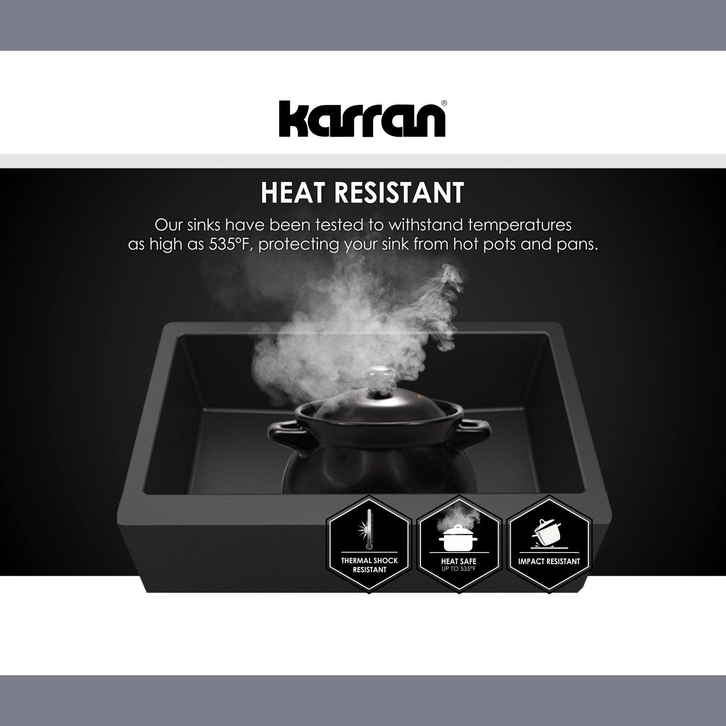 Karran 34" Undermount Quartz Composite Kitchen Sink, 60/40 Double Bowl, White, QU-721-WH