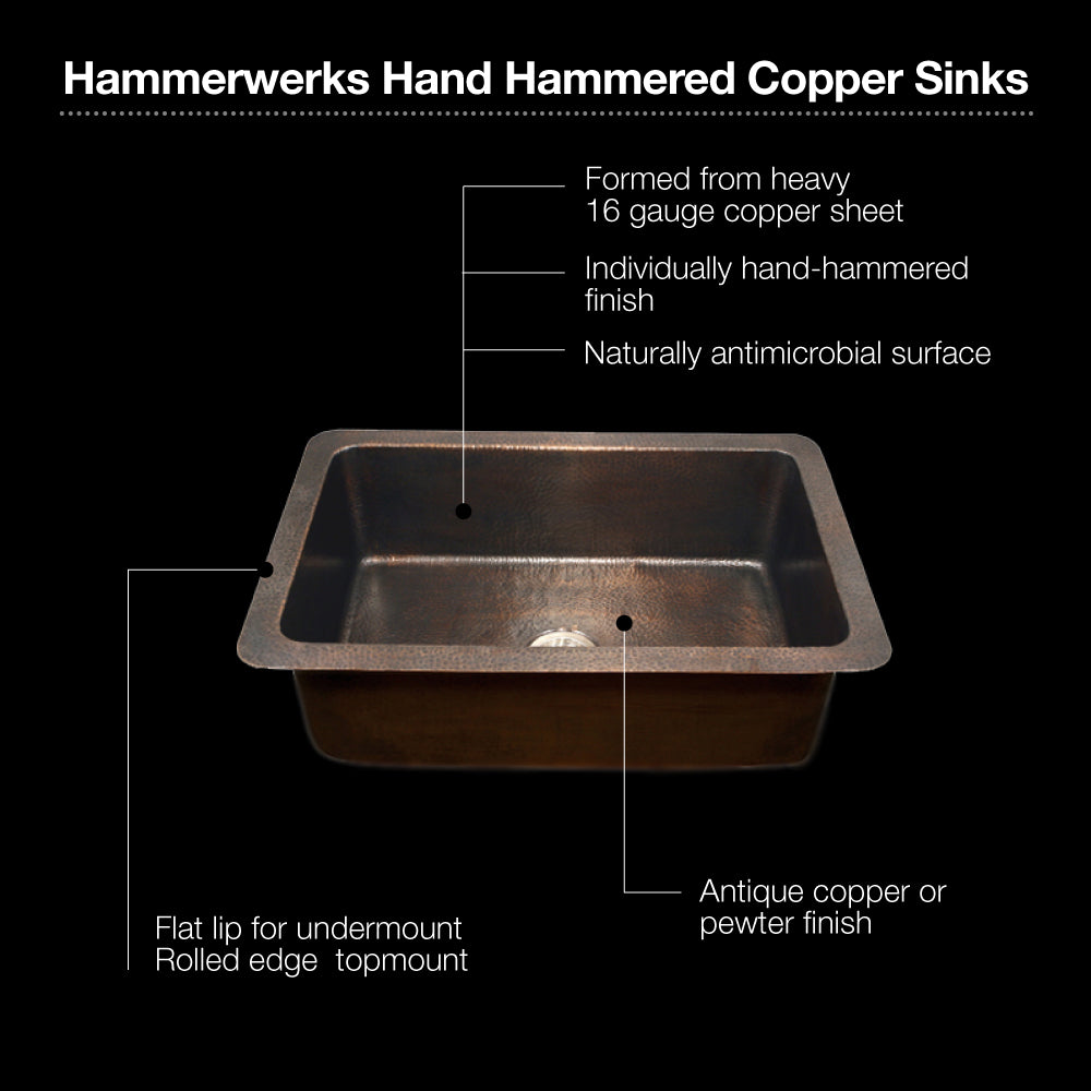 Houzer 32" Copper Undermount Large Single Bowl Kitchen Sink, HW-CHA11 - The Sink Boutique