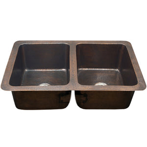 Alternate Image for Houzer 34" Copper Undermount Double Bowl Kitchen Sink, HW-CHA12