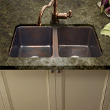 Houzer 34" Copper Undermount Double Bowl Kitchen Sink, HW-CHA12 - The Sink Boutique
