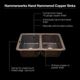 Houzer 34" Copper Undermount Double Bowl Kitchen Sink, HW-CHA12 - The Sink Boutique
