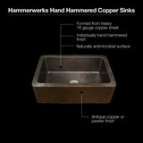 Houzer 32" Copper Single Bowl Farmhouse Apron Front Kitchen Sink, HW-COP11 - The Sink Boutique