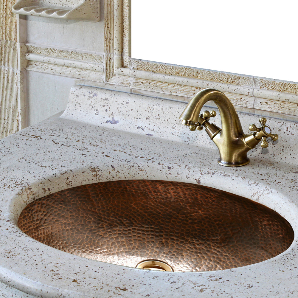 Houzer 21" Copper Flat Lip Bathroom Sink, HW-ELI1EF - The Sink Boutique