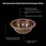 Houzer 15" Copper Topmount Bathroom Sink, HW-FAM1RS - The Sink Boutique