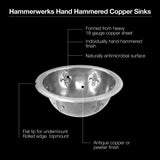Houzer 15" Copper Topmount Bathroom Sink, Pewter, HW-FAM2RS - The Sink Boutique