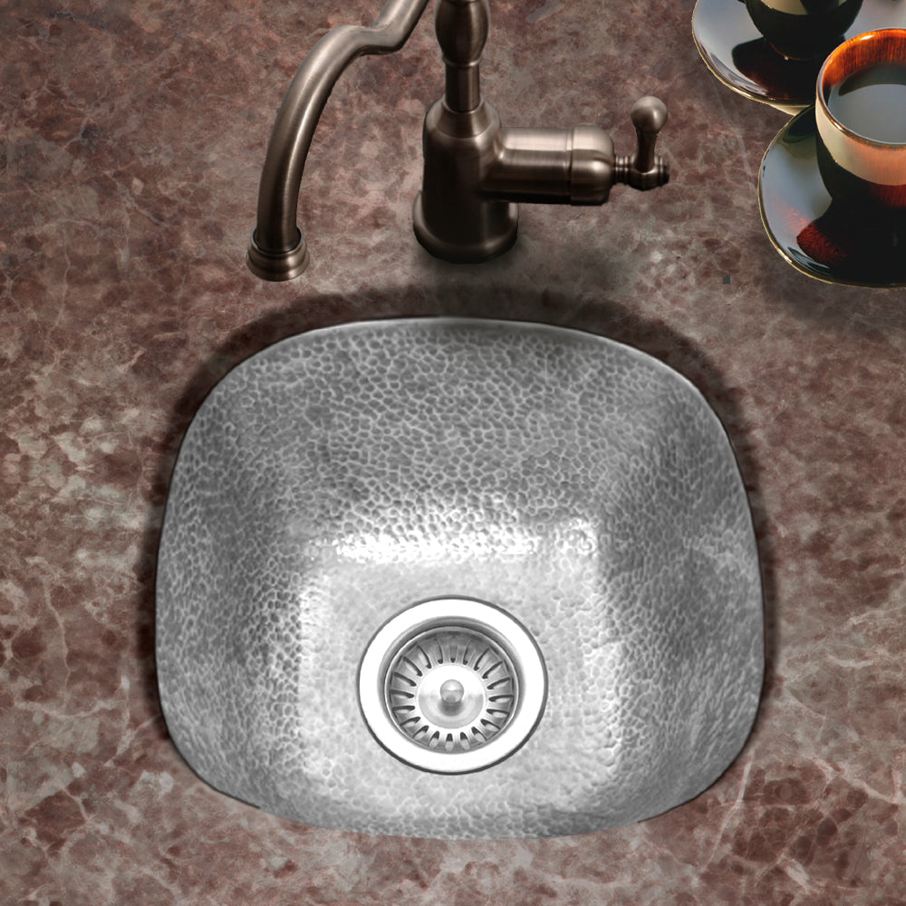 Houzer 18" Copper Flat Lip Hammerwerks Bar/Prep Sink, Pewter, HW-LAG2BF - The Sink Boutique