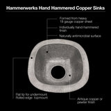 Houzer 18" Copper Flat Lip Hammerwerks Bar/Prep Sink, Pewter, HW-LAG2BF - The Sink Boutique