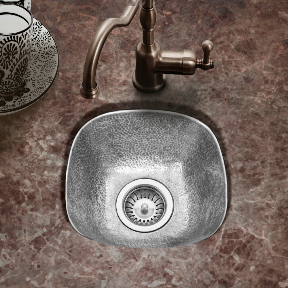 Houzer 13" Copper Flat Lip Hammerwerks Bar/Prep Sink, Pewter, HW-SCH2BF - The Sink Boutique