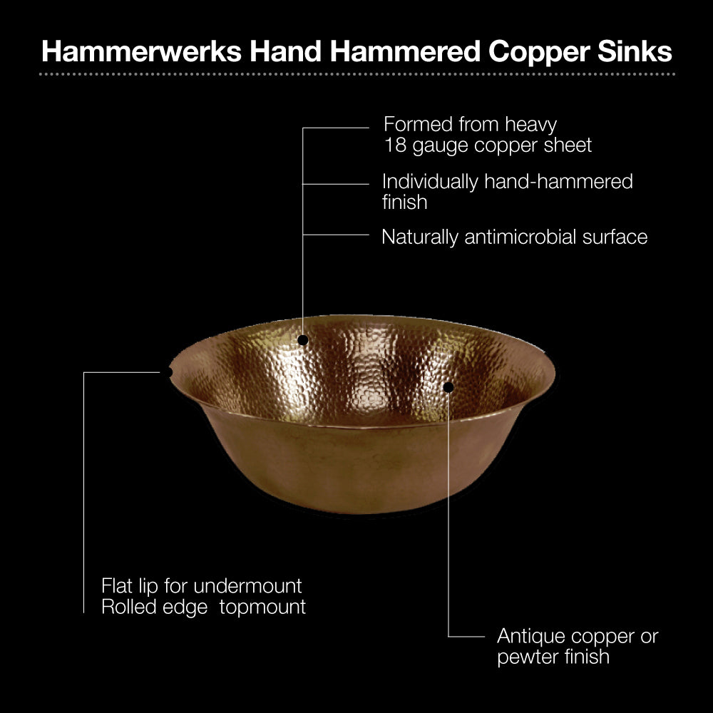 Houzer 16" Copper Bathroom Vessel Sink, HW-SIE1V - The Sink Boutique