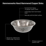 Houzer 16" Copper Bathroom Vessel Sink, Pewter, HW-TEL2V - The Sink Boutique