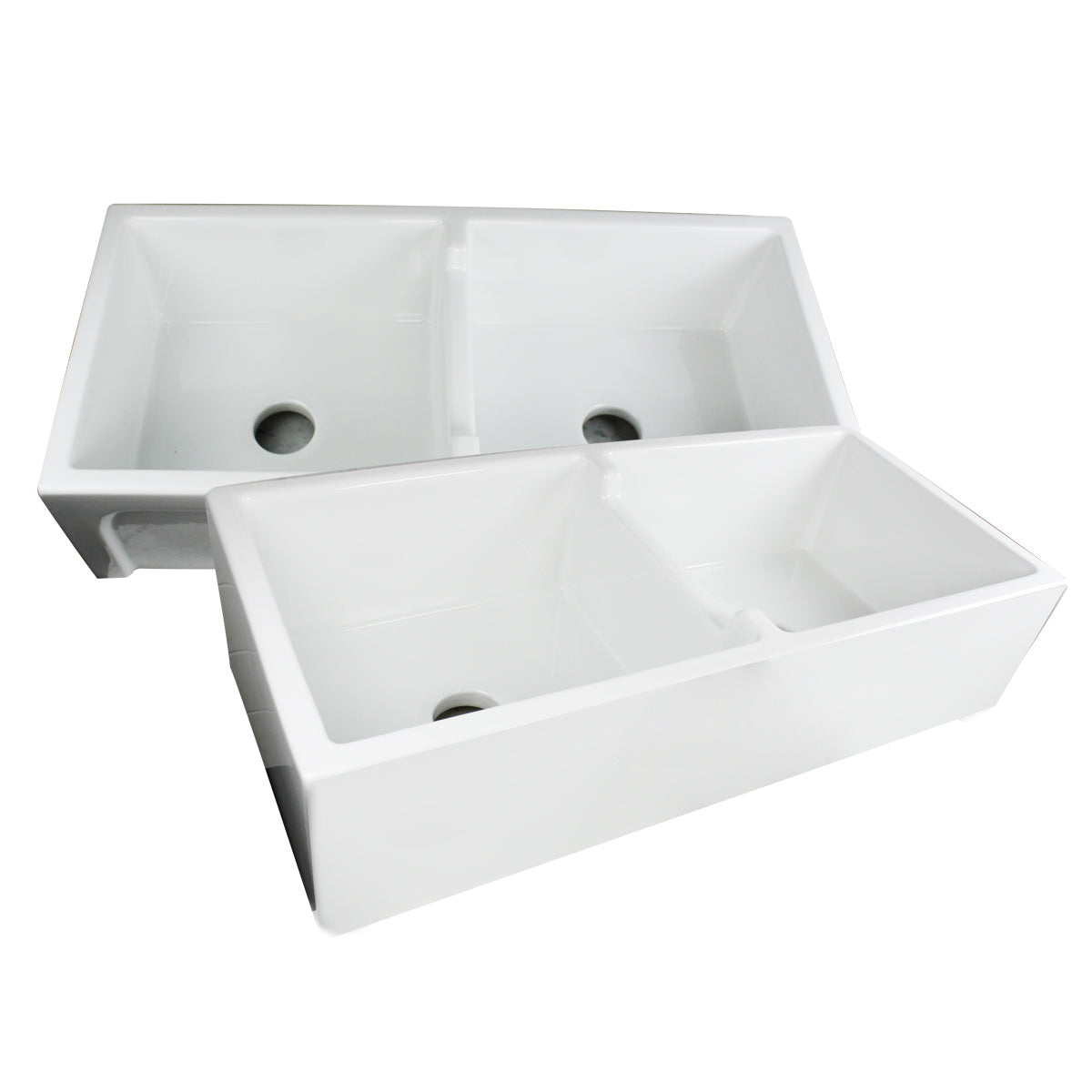 Nantucket Sinks Cape 40" Fireclay Farmhouse Sink, 50/50 Double Bowl, White, Hyannis-39-DBL - The Sink Boutique