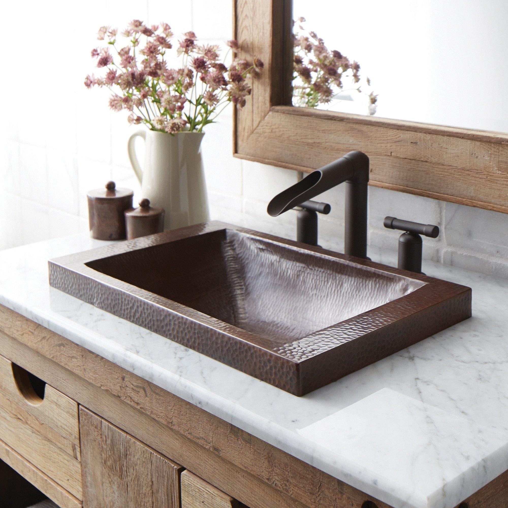 Native Trails Hana 20" Rectangle Copper Bathroom Sink, Antique Copper, CPS242