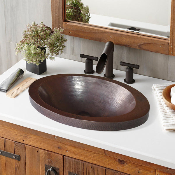 Native Trails Hibiscus 21" Oval Copper Bathroom Sink, Antique Copper, CPS243