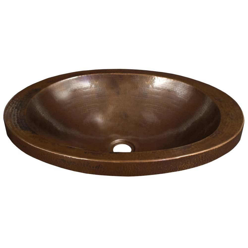 Native Trails Hibiscus 21" Oval Copper Bathroom Sink, Antique Copper, CPS243