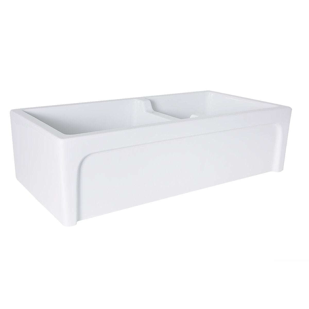 Nantucket Sinks 36" Fireclay Farmhouse Sink, 60/40 Double Bowl, White, Hyannis-36-DBL