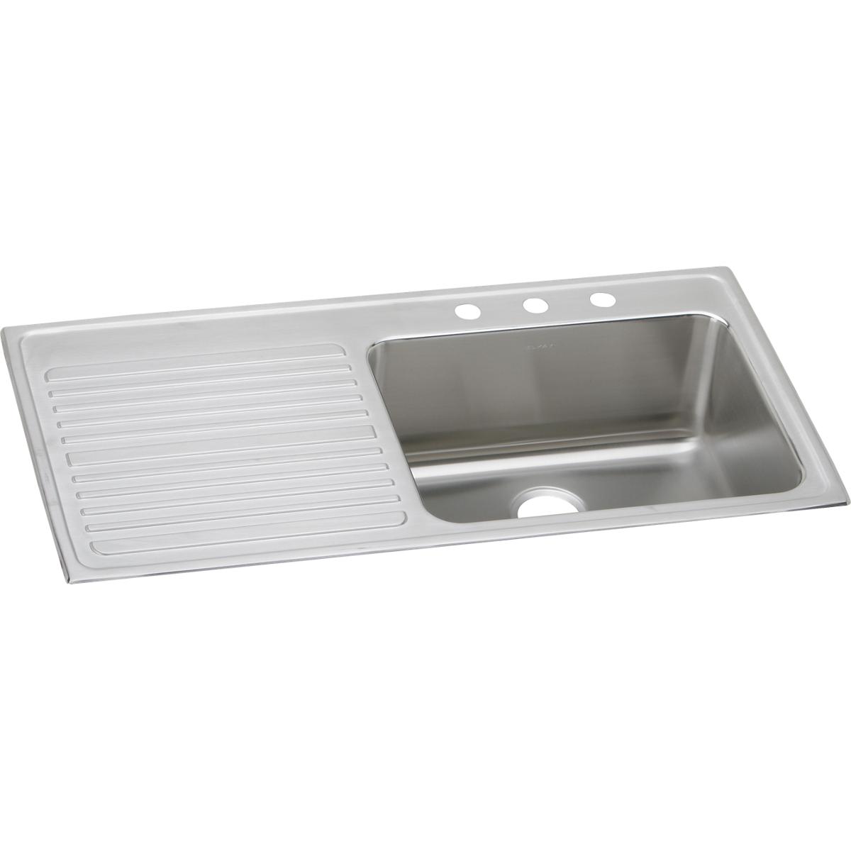 Elkay Lustertone Classic 43" Stainless Steel Kitchen Sink, Lustrous Satin, ILGR4322R3