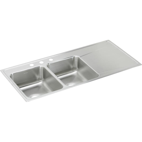 Elkay Lustertone Classic 48" Stainless Steel Kitchen Sink, 50/50 Double Bowl, Lustrous Satin, ILR4822L3