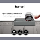 Karran 25" Drop In/Topmount Quarz Composite Kitchen Sink, White, QT-671-WH