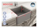 BOCCHI Classico 20" Fireclay Farmhouse Apron Single Bowl Kitchen Sink, Matte Gray, 1136-006-0120