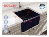 BOCCHI Classico 20" Fireclay Farmhouse Apron Single Bowl Kitchen Sink, Sapphire Blue, 1136-010-0120