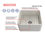 BOCCHI Classico 20" Fireclay Farmhouse Apron Single Bowl Kitchen Sink, Biscuit, 1136-014-0120